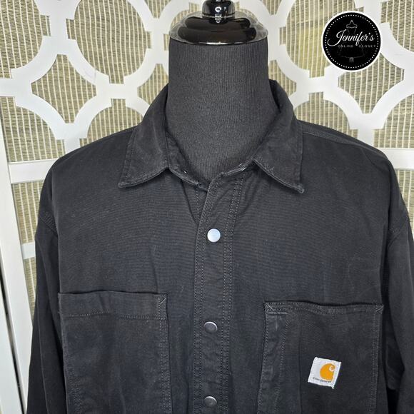 Carhartt Men's Black Rugged Flex® Relaxed Fit Fleece-Lined Shirt Jacket 2XL Tall - Picture 4 of 15